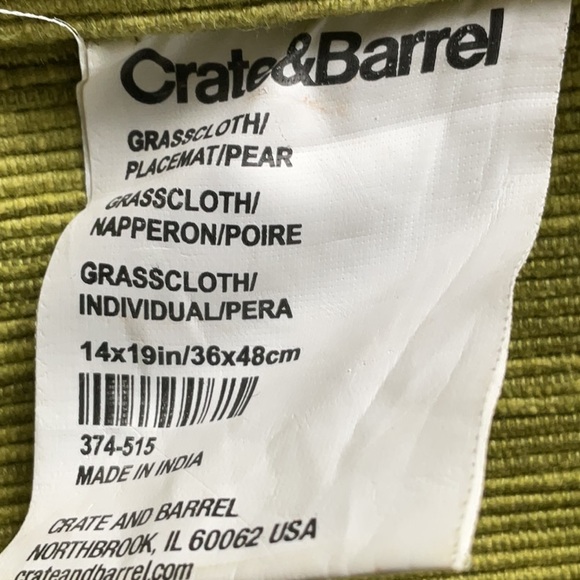 Crate& Barrel 8 Piece Grass Cloth Pear Placemats. - Picture 6 of 6